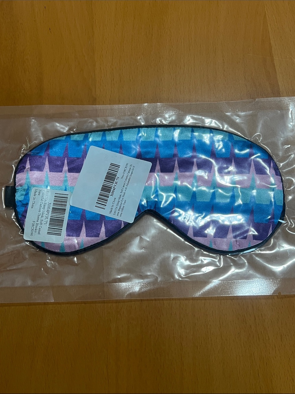 New Colorful Geometric Satin Sleep Mask - Blue & Purple